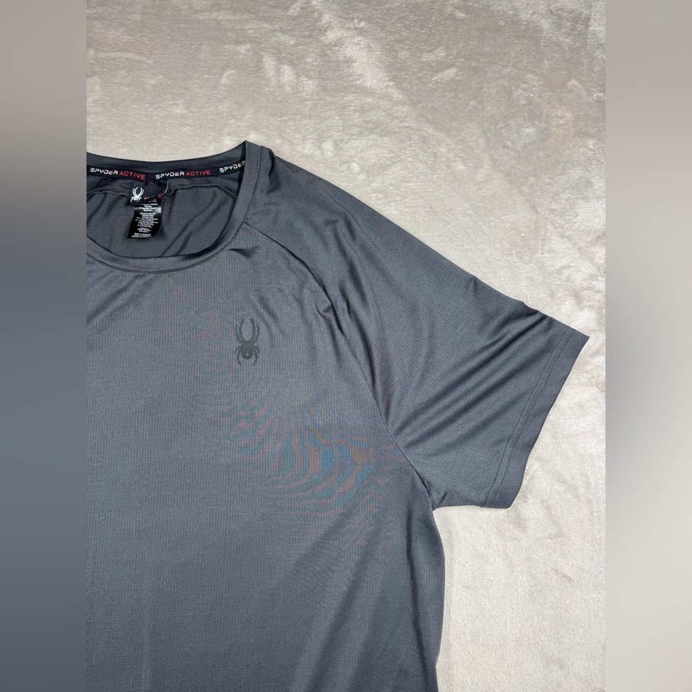 Spyder Men’s Dark Charcoal Grey Athletic Active Crewneck Short Sleeves Tee XL - Picture 3 of 14